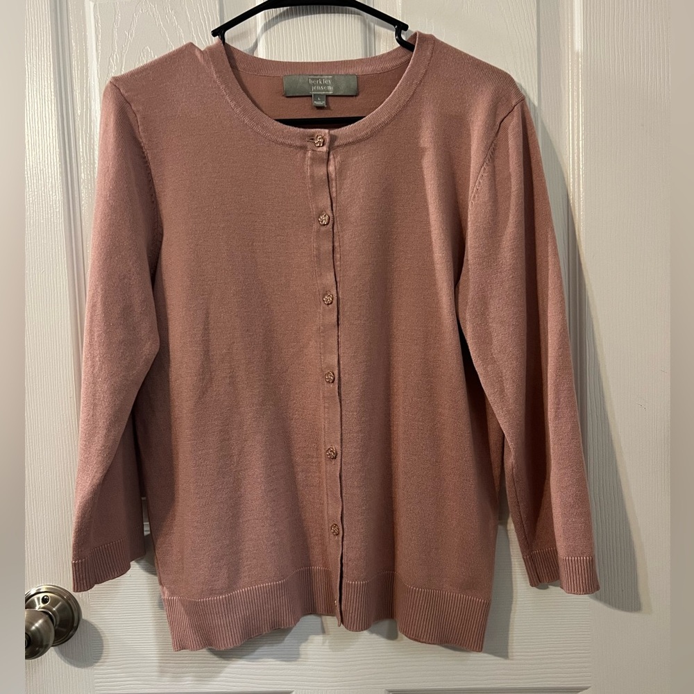 Berkley Jensen mauve Pink Women's Sweater cardigan